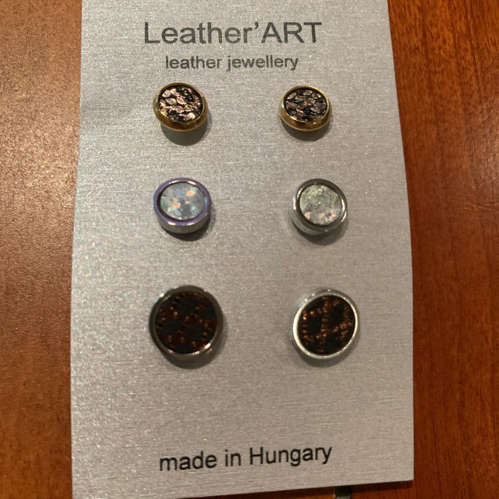 New, Never worn- Leather earrings made and purchased in Budapest